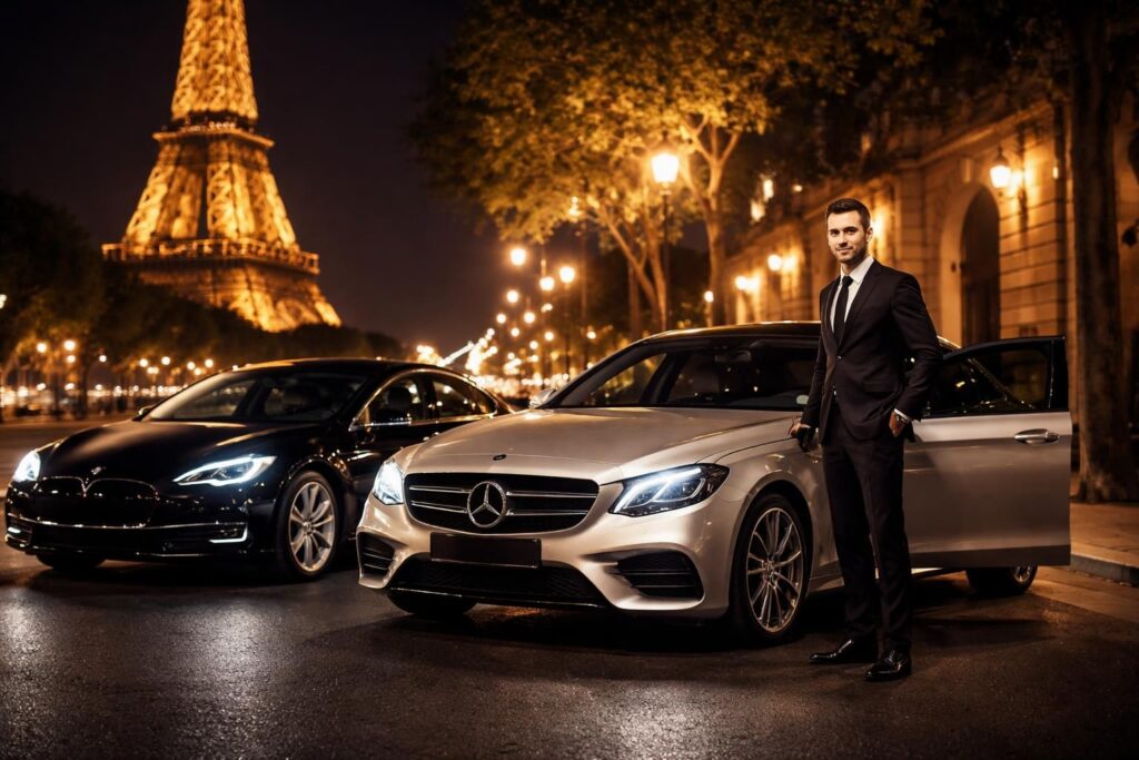 profitez d'un service de chauffeur privé premium à paris avec nos tesla model s et mercedes classe e, parfaits pour vos soirées élégantes et événements spéciaux.