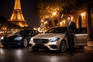 profitez d'un service de chauffeur privé premium à paris avec nos tesla model s et mercedes classe e, parfaits pour vos soirées élégantes et événements spéciaux.